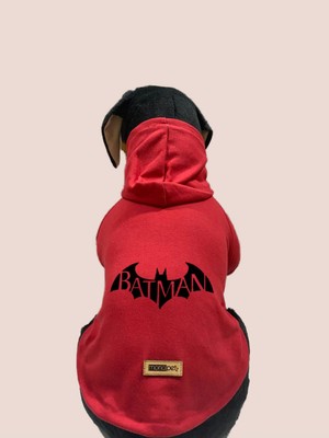 Şanal Monopetz Kapişonlu Sweatshirt Köpek ve Kedi Kıyafeti - Kırmızı Batman S Beden