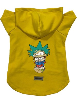 Şanal Monopetz Kapişonlu Polar Sweatshirt Köpek ve Kedi Kıyafeti & Elbisesi Sarı Rick And Morty S