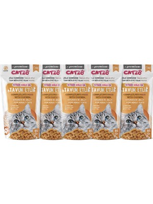 Şanal Catzo 5 Li Paket Premium Islak Kedi Maması (85 Gr, Tavuk Etli) (Toplam 425 Gr)