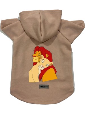 Şanal Monopetz Kapişonlu Polar Sweatshirt Köpek ve Kedi Kıyafeti & Elbisesi Bej Aslan Kral M