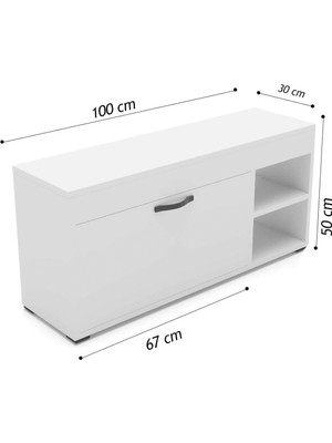 Ayakkabılık Dolabı Beyaz 90 cm