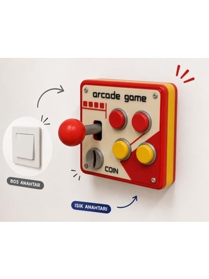 aklow akyoleticaret Arcade Atari Oyun Kumandası Sarı Kırmızı Görünümlü Duvar Anahtar Çerçevesi, Anahtar Çerçevesi, Mini Joystick Dekoratif Anahtar Çerçevesi Süsü, Çocuk Odası, Gamer Odası, Işık Anahtar Kapağı