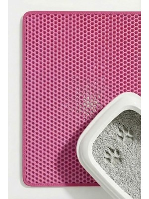 Şanal Pugalo Cleanpaw Premium Kedi Tuvalet Önü Paspası, Çift Katmanlı Kedi Kumu Toplayıcı, Geniş Delikli, Kolay Temizlenir (Pembe, 50 x 75)
