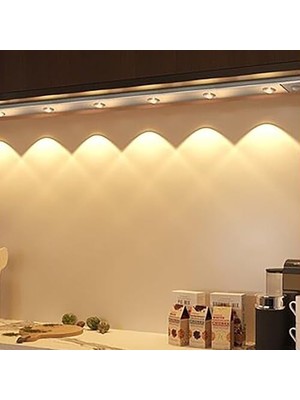 aklow akyoleticaret Sensörlü Alüminyum USB Şarjlı LED Gece Lambası, 3 Renk Kısılabilir, Mutfak Dolap Tezgah Için (120 Cm)