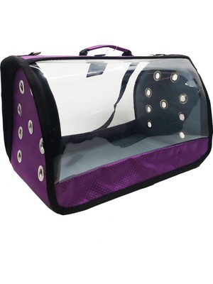 Şanal Leonpet Köpek ve Kedi Renkli Şeffaf Fly Bag Taşıma Çantası Mor 25X40X25 cm