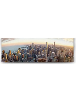 aklow akyoleticaret 150X50 cm Chicago Skyline Şehir Tablosu
