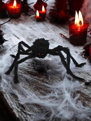 aklow akyoleticaret Siyah Peluş Örümcek Halloween Parti Dekoru, 75 cm