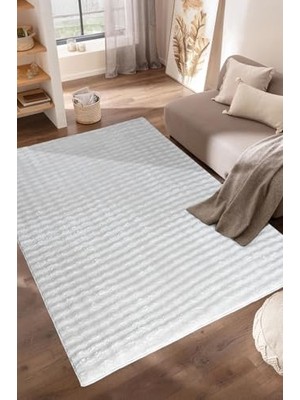 aklow akyoleticaret Soft White Bubble Peluş Halı – Modern, Yumuşak Doku, Makinede Yıkanabilir, Kaymaz Tabanlı, Ev Dekorasyonu Için Şık Tasarım (80X150 Cm)