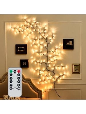 aklow akyoleticaret Sihirli Söğüt Asma Ağacı Ledi 144 LED 8 Mod + Uzaktan Kumandalı (Yapışkanlı) Günışığı Ledli