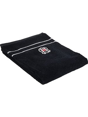 aklow akyoleticaret Beşiktaş Lisanslı Arma Baskılı %100 Pamuk Banyo Havlusu Siyah 70X140 cm