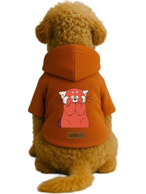 Şanal Monopetz Baskılı Içi Polarlı Köpek ve Kedi Kıyafeti & Elbisesi - Turuncu Renk Kapüşonlu Hoodie BB058, Xs