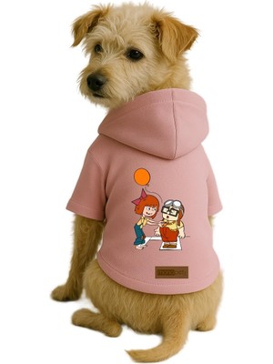 Şanal Monopetz Baskılı Içi Polarlı Köpek ve Kedi Kıyafeti & Elbisesi - Pembe Renk Kapüşonlu Hoodie B6862, L