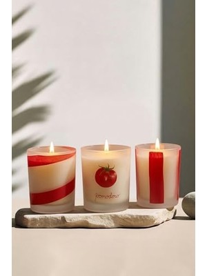 aklow akyoleticaret Pomodoro Temalı El Yapımı Mumlardan 3'lü Set, 120 G