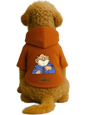 Şanal Monopetz Baskılı Içi Polarlı Köpek ve Kedi Kıyafeti & Elbisesi - Turuncu Renk Kapüşonlu Hoodie B1331, L
