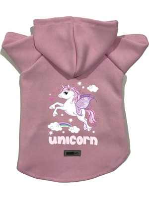 Şanal Monopetz Kapişonlu Polar Sweatshirt Köpek ve Kedi Kıyafeti & Elbisesi - Pembe Unicorn M Beden