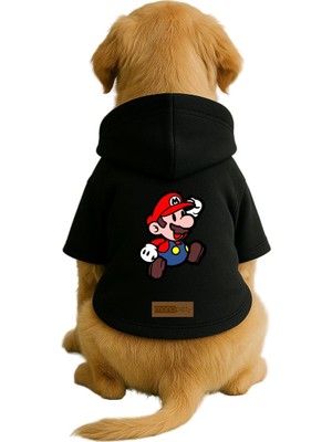 Şanal Monopetz Baskılı Içi Polarlı Köpek ve Kedi Kıyafeti & Elbisesi - Siyah Renk Kapüşonlu Hoodie BE3B1 Xl