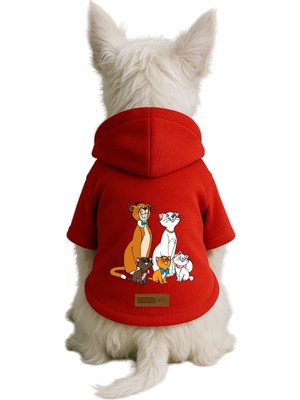 Şanal Monopetz Baskılı Içi Polarlı Köpek ve Kedi Kıyafeti & Elbisesi - Kırmızı Renk Kapüşonlu Hoodie B7112, S