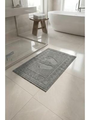 aklow akyoleticaret Antrasit Greek Ayak Havlusu, 50X70 Cm, 245 G, %100 Pamuk, Spa ve Otel Banyo Paspası