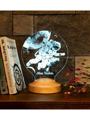 aklow akyoleticaret Astronot, Kozmonot, Astronot Hediyesi, Uzay Hediyesi, Kişiye Özel 3D LED Lamba