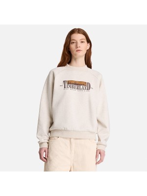 Timberland Brushed Back Chest Graphic Crew Sweatshi Kadin Bej Sweatshirt TBC0YH5D5461