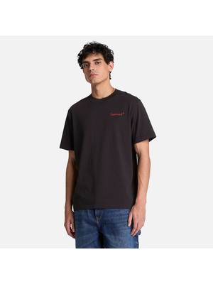 Timberland Nh Poster" Back Graphic Tee Erkek Siyah Tshirt TBC0YHBK0011