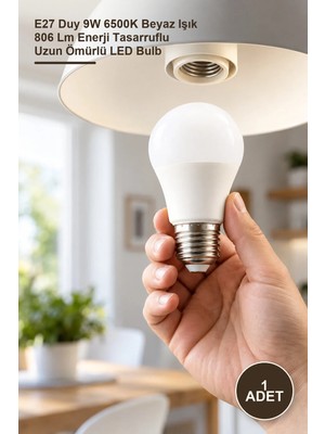 Yenilig 1 Adet LED Ampul – E27 Duy 9W 6500K Beyaz Işık 806 Lm Enerji Tasarruflu Uzun Ömürlü LED Bulb