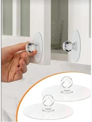 aklow akyoleticaret Yapışkanlı Kristal Kulp Askı, Dolap Ayna Kapak Çekme Kulbu Topuz