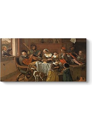 aklow akyoleticaret Jan Steen Mutlu Aile Duvar Tablosu, 160 x 80