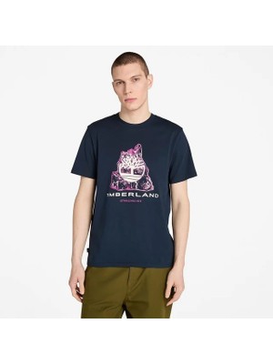 Timberland Front Seasonal Tree Logo Graphic Tee Erkek Koyu Mavi Tshirt TB0A5MKA4331