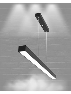 aklow akyoleticaret Lineer-80 Ayarlanabilir Sarkıt Ledli Modern Siyah LED Avize (6500K (Beyaz Işık))