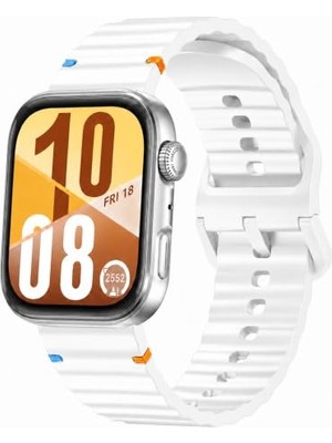aklow akyoleticaret Huawei Watch Fit 4 ve Fit 4 Pro ile Uyumlu Dalga Desenli Tokalı Yumuşak Soft Silikon Kordon