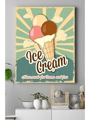 aklow akyoleticaret (PSTER16267) Ice Cream Vintage Kanvas Tablo 40 x 60