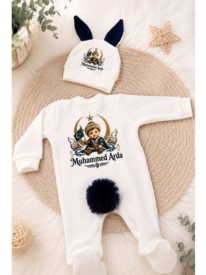 Perfect Mega Store Kişiye Özel Erkek Bebek Tulum ve Bere – Ay Yıldız ve Kurt Temalı Isme Özel Bebek Giyim