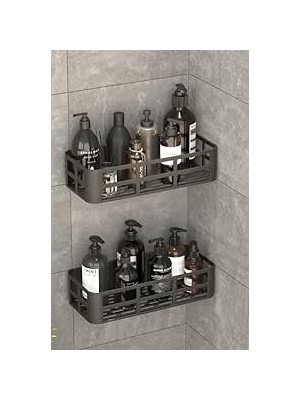 aklow akyoleticaret ® 2'li Plastik Duş ve Banyo Rafı, Yapışkanlı Montaj, 12X27X6.5 Cm, Paslanmaz – Suya Dayanıklı Duş Banyo Organizer Düzenleyici