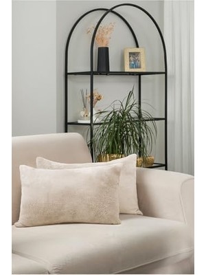 aklow akyoleticaret Çift Taraflı Wellsoft Kumaş 2'li Dekoratif Pelüş Kırlent Yastık Kılıfı, 35X55 Cm, Bej