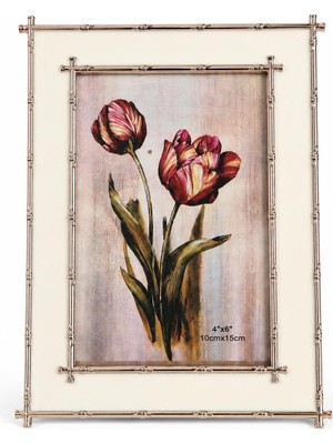 Şanal Metal Fotoğraf Çerçevesi Bambu Gold Detaylı Modern Dekoratif Resim Çerçevesi Sanatsal Premium Obje 1 Sınıf Dayanıklı Metal Özel Dokunuş Masa Raf Konsol Ev Ofis Dekorasyonu Için Hediyelik Çerçeve