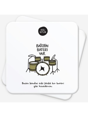 Şanal Baterin Bateri 2'li Bardak Altlığı Seti