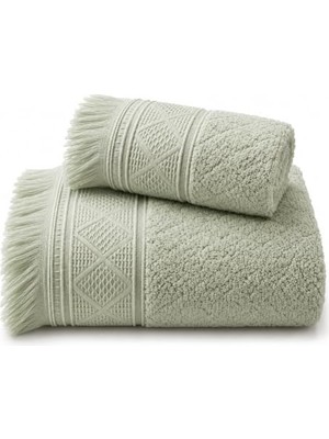 aklow akyoleticaret Valmia 2'li Banyo Havlu Seti -%100 Pamuk Jakarlı Büyük Boy Banyo Havlusu 90X150 cm - El Yüz Havlusu 50X90 cm - Yumuşak Püsküllü Çeyizlik Takım - Yüksek Emicilik - Kadın Erkek - Yeşil