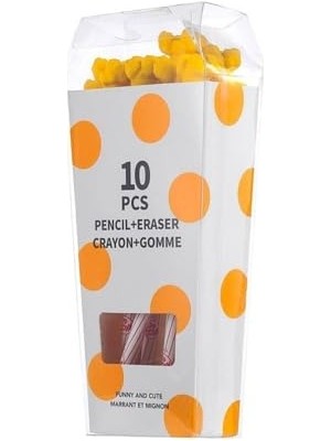 aklow akyoleticaret Popcorn Silgili Kurşun Kalem, 10'lu, Sarı, 2007647810106