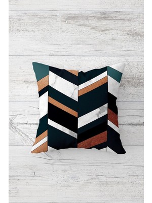 Şanal Pelangi Geometrik Bloklu Renkli Çift Tarafı Baskılı Gizli Fermuar Yastık Kılıfı Kırlent Koltuk Yastık Kılıfı, Siyah-Beyaz-Bronz 45 x 45