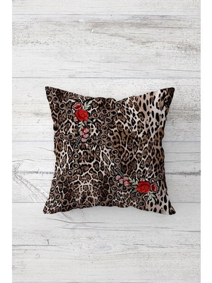 Şanal Pelangi Leopar Desenli Çift Tarafı Baskılı Gizli Fermuarlı Yastık Kılıfı Kırlent Koltuk Yastık Kılıfı, Leopar 43 x 43, 324691184345457