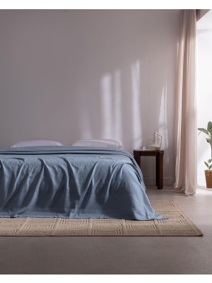 Şanal Mathilda King Size Pamuklu Ecocell Düz Pike - Indigo