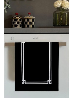 Şanal Viva Home Siyah Çerçeveli Fırın Mutfak Havlusu 30X50CM