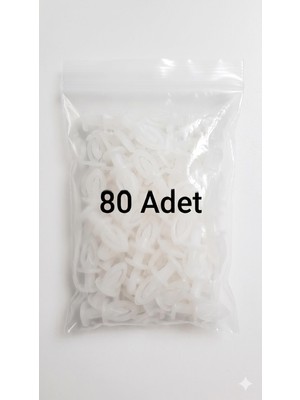 Şanal Geçmeli Perde Ruleti, Beyaz, Plastik, Perde Askısı +A Kalite (80 Adet)