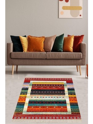 Şanal On The Clouds Kilim Desenli Renk Geçişli Yıkanabilir Kaymaz Taban Leke Tutmaz Etnik Salon Halısı ve Yolluk Bfoetn1, 60 x 120