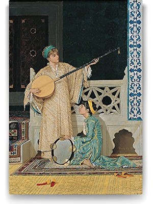 aklow akyoleticaret Osman Hamdi Bey - Iki Müzisyen Kadın Tablosu - 40X60 cm