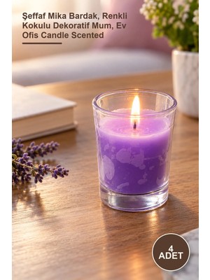 Yenilig 4 Adet Mini Bardak Mum – Şeffaf Mika Bardak, Renkli Kokulu Dekoratif Mum, Ev Ofis Candle Scented