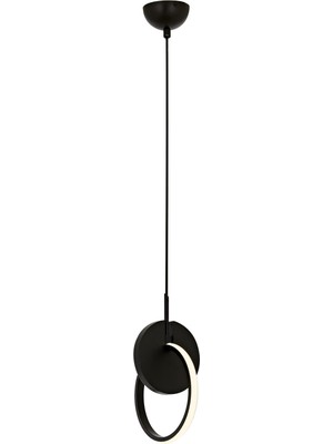 Şanal Avonni AV-60370-1BSY Siyah Boyalı Modern Avize LED Metal Ahşap Pleksi 20CM