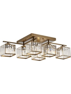Şanal Avonni AV-60230-6E Eskitme Kaplama Modern Avize E27 Metal Kristal 80X40CM