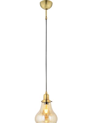 Şanal Lampaluce Cono Modern Sarkıt Salon Avizesi Tekli Eskitme Sarı 20X70CM